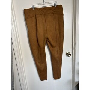 SPANX Faux Suede Leggings Rich Caramel Brown 3XL / 3XT Tall Plus Size High Rise